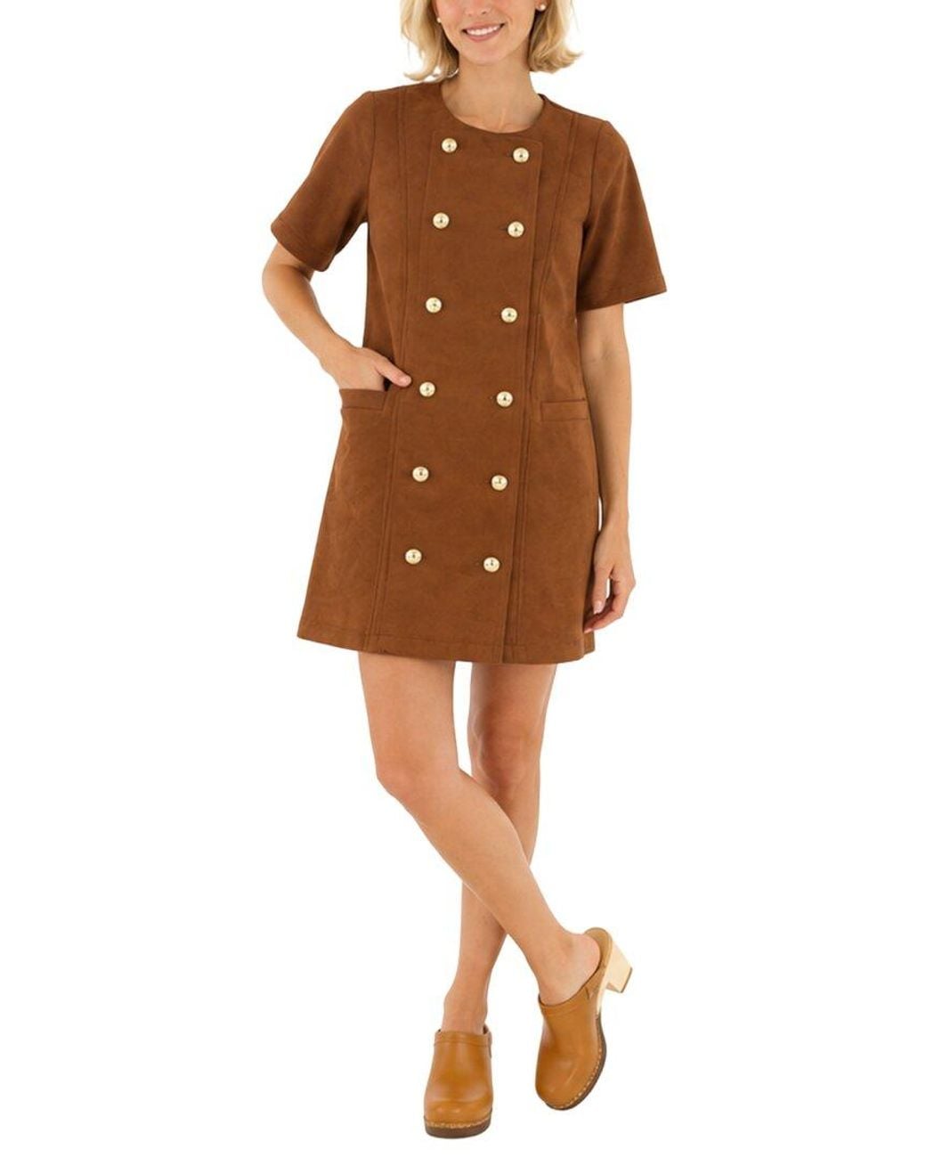 Sail To Sable Brown Button Front Shift Dress