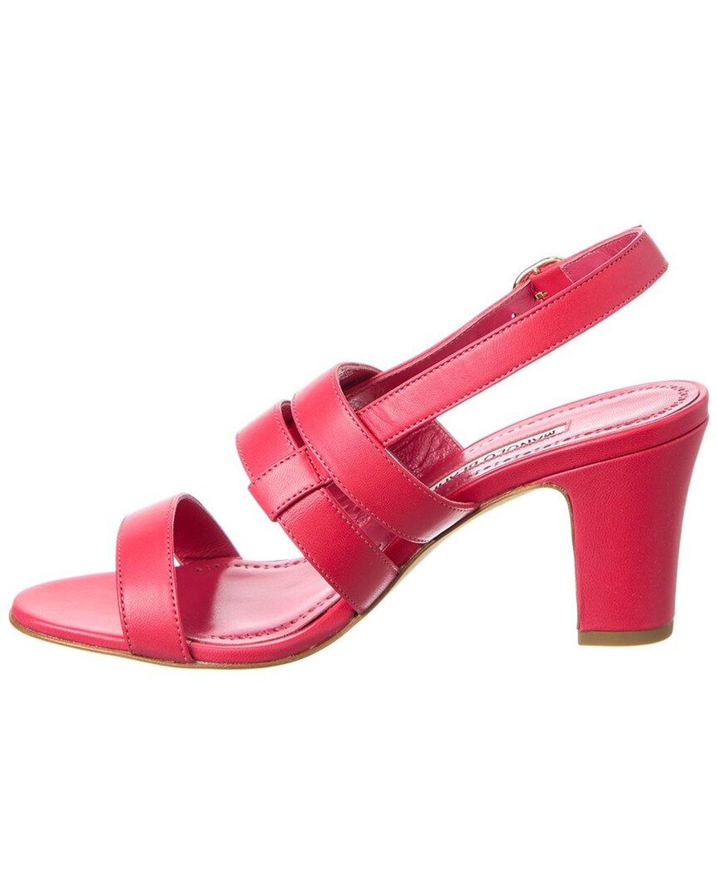 Manolo Blahnik Pink Memarhi 70 Leather Sandal