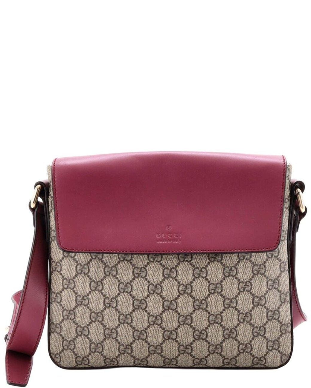 Gucci Purple Gg Coated Canvas & Leather Flap Messenger Bag Medium (Authentic Pre-Loved)