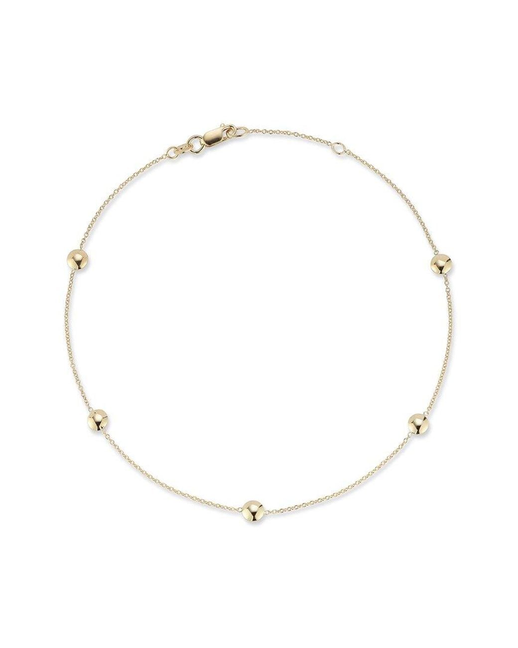 Italian Gold Natural 14K Button Station Anklet