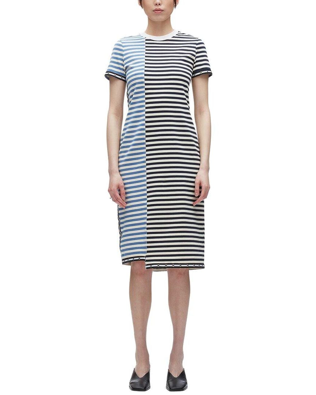 3.1 Phillip Lim Blue Patchwork Short Sleeve T-Shirt Dress