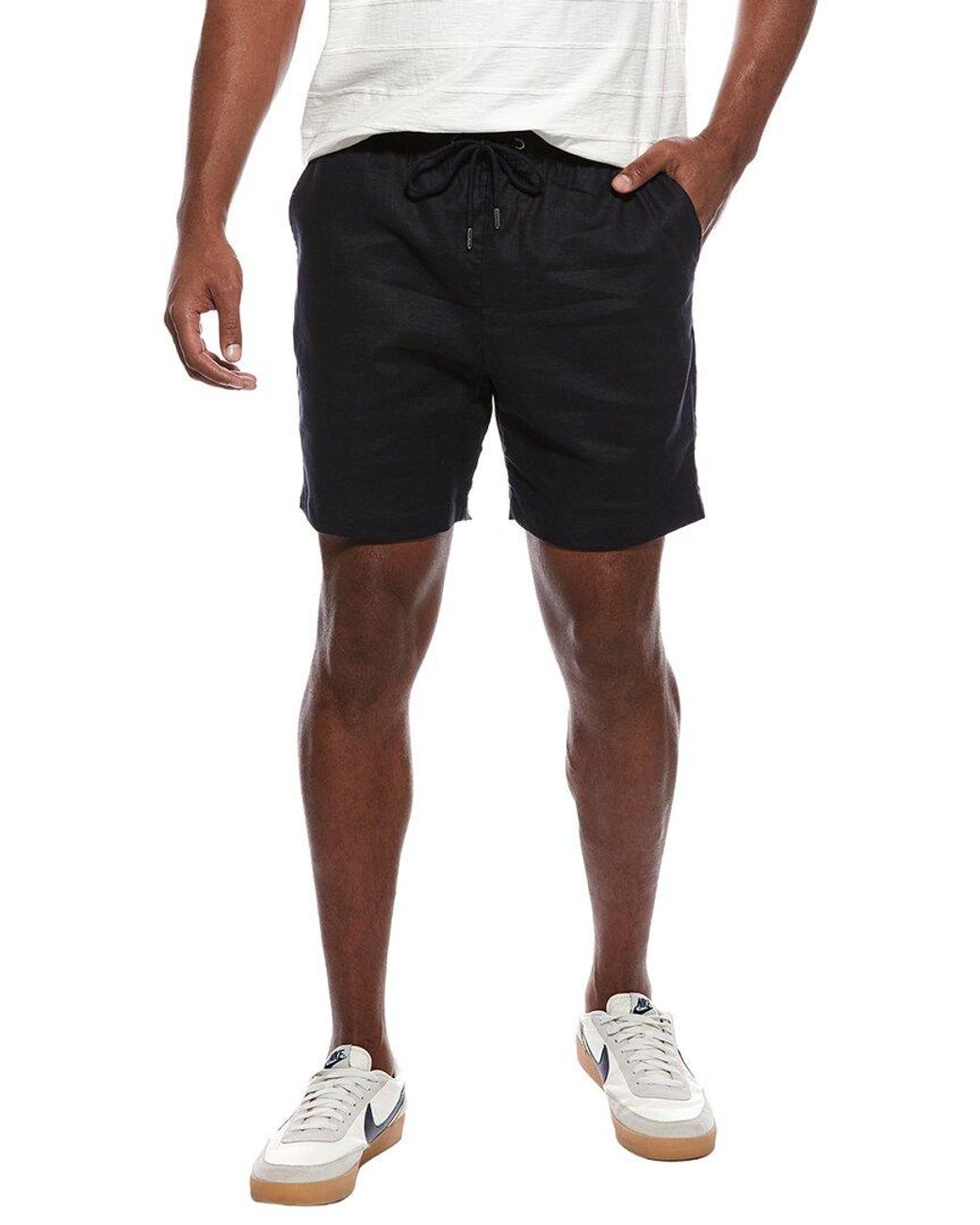 Onia Black Stretch Linen-Blend Short for men