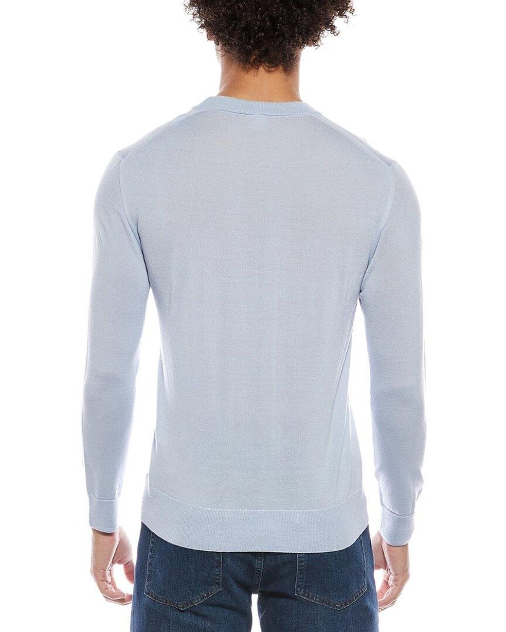 Eleventy Blue Wool & Silk-Blend Crewneck Sweater for men