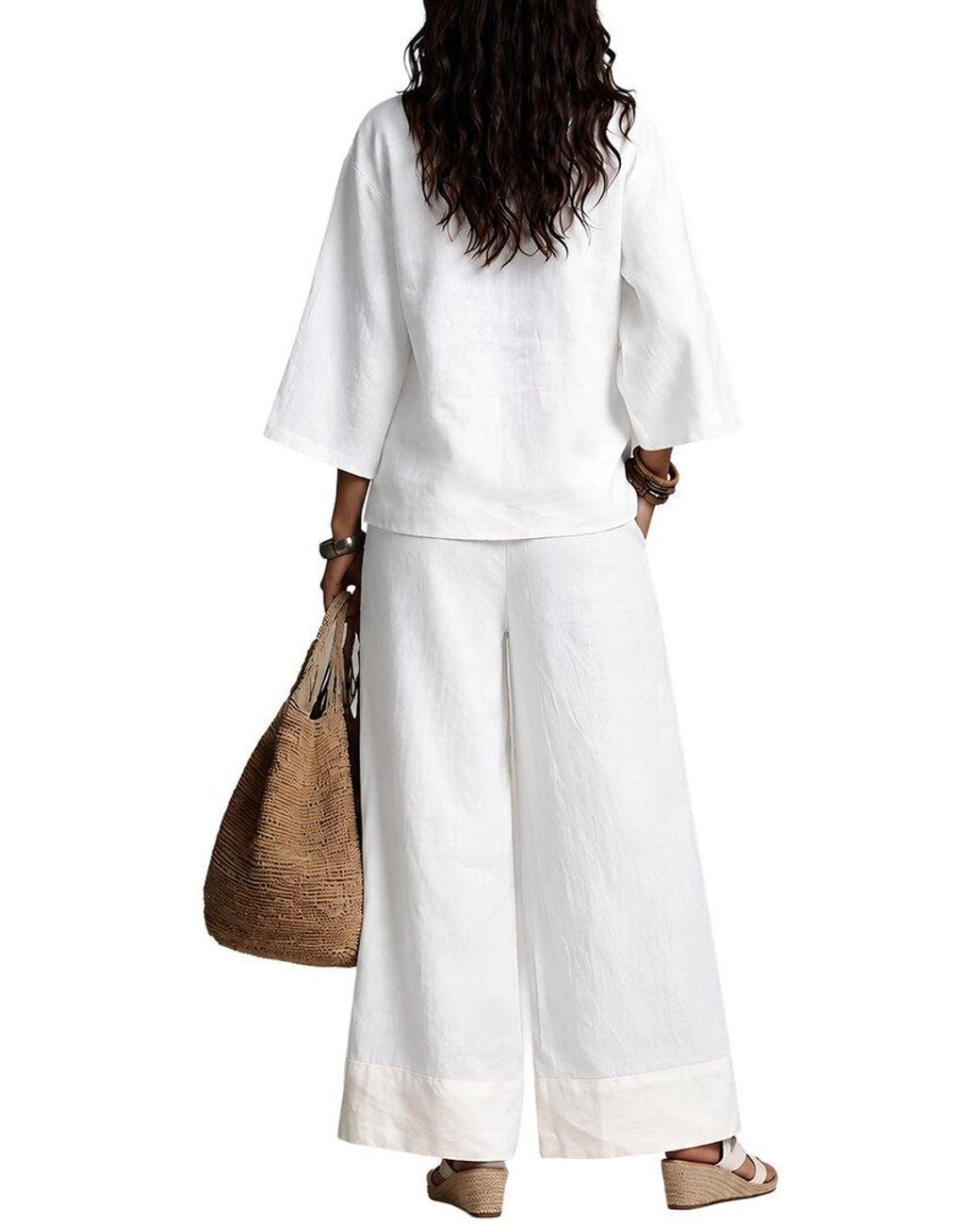 Olivia Taylor White 2Pc Blouse & Pant Set