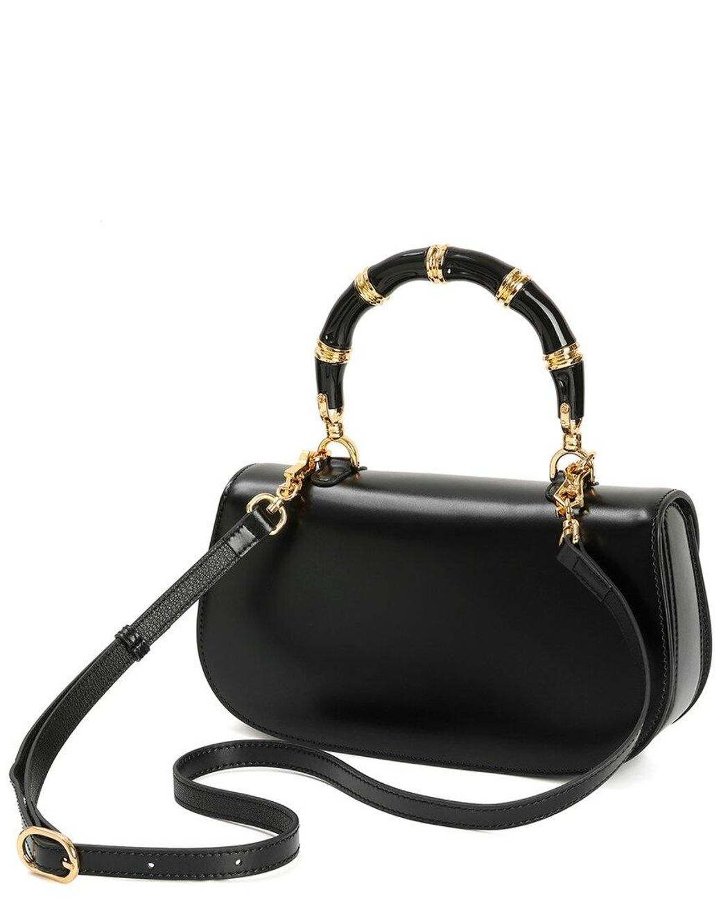 Tiffany & Fred Paris Black Smooth Leather Top-Handle Shoulder Bag