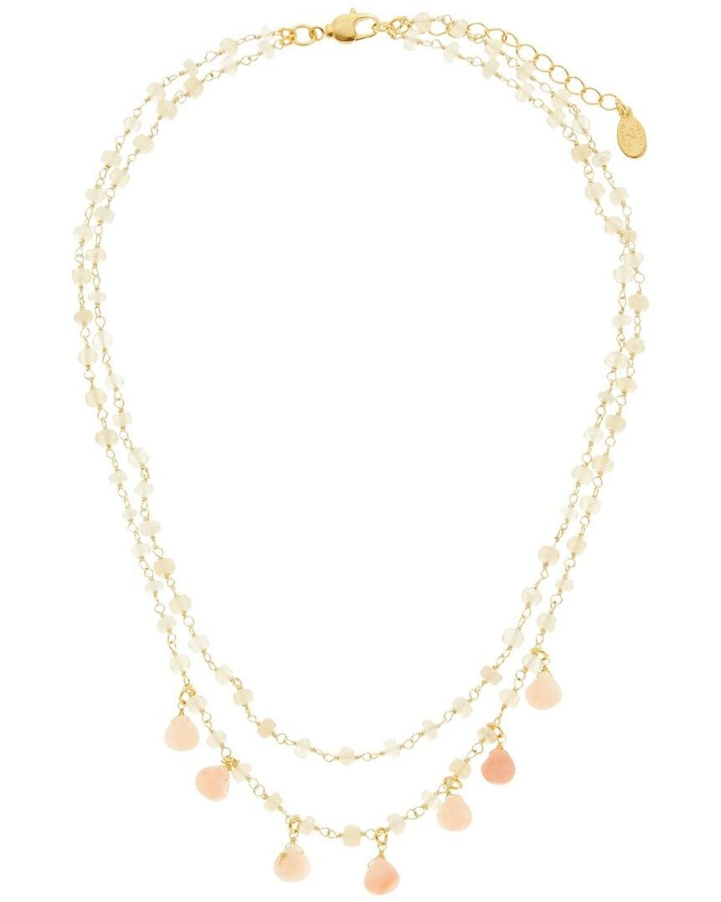 Rachel Reinhardt Jewelry Metallic Vermeil Opal & Chalcedony Dangle Necklace