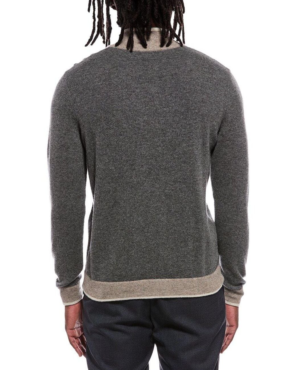 Autumn Cashmere Gray Contrast Trim 100% Cashmere Jacket for men
