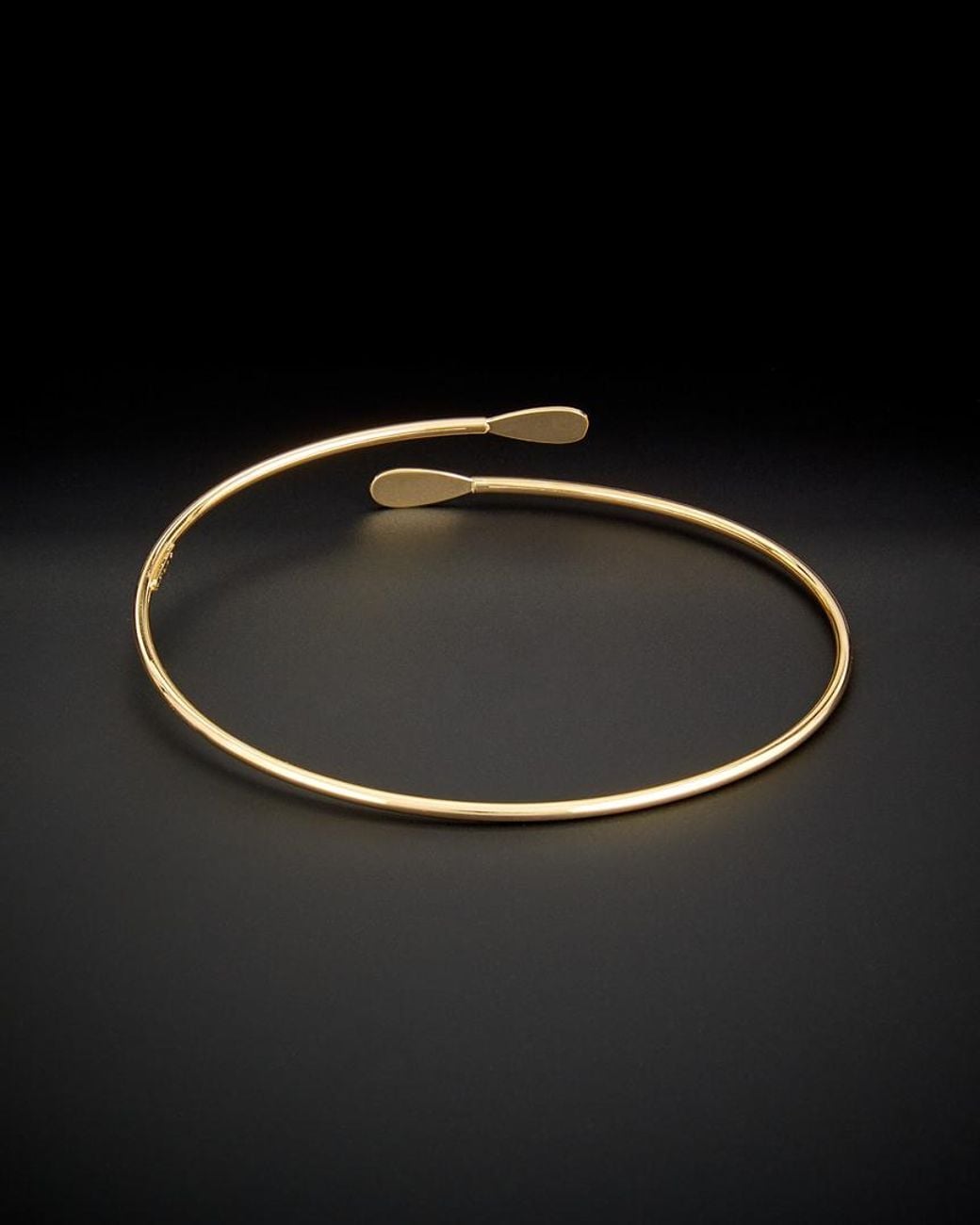 Italian Gold Black 14k Diamond Cut Teardrop Bypass Cuff