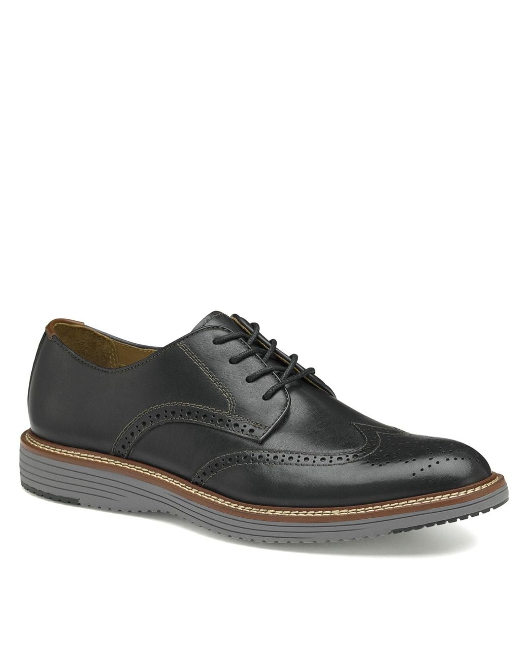 Johnston & Murphy Black Upton Wingtip Leather Oxford for men