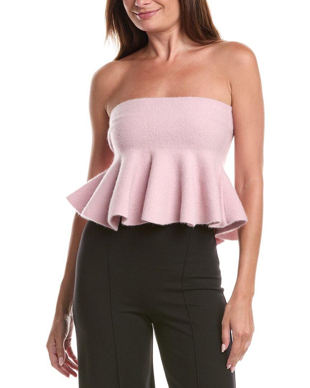 Susana Monaco Pink Mapache & Wool-Blend Tube Flair Top