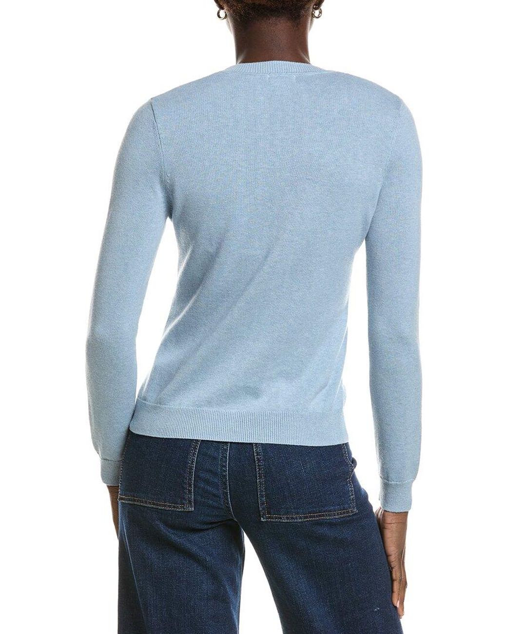 Minnie Rose Blue Power Shoulder Cashmere-Blend Sweater