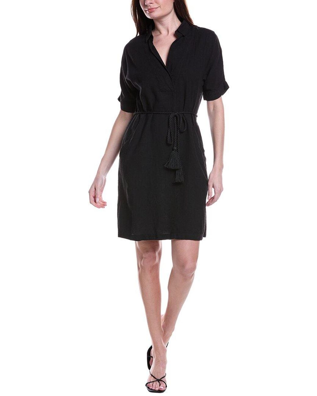 NIC+ZOE Black Rumba Linen-Blend Mini Dress