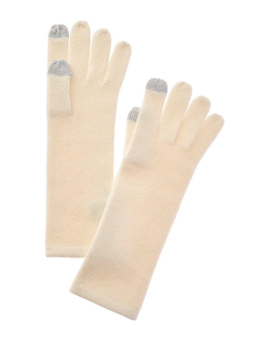 Sofiacashmere Natural Sofiacashmere Mid-Length Touchscreen Cashmere Gloves