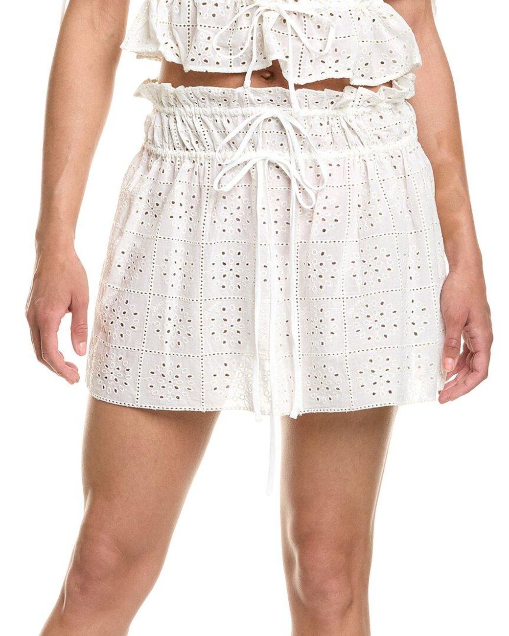 Ganni White Light Broderie Anglaise Mini Skirt