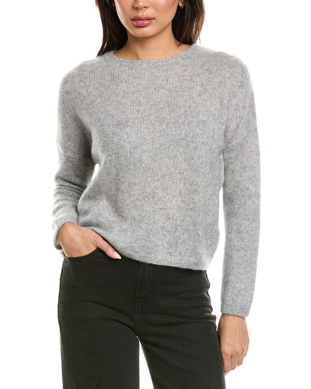 Brodie Cashmere Gray Estelle Sparkle Crewneck 100% Cashmere Sweater