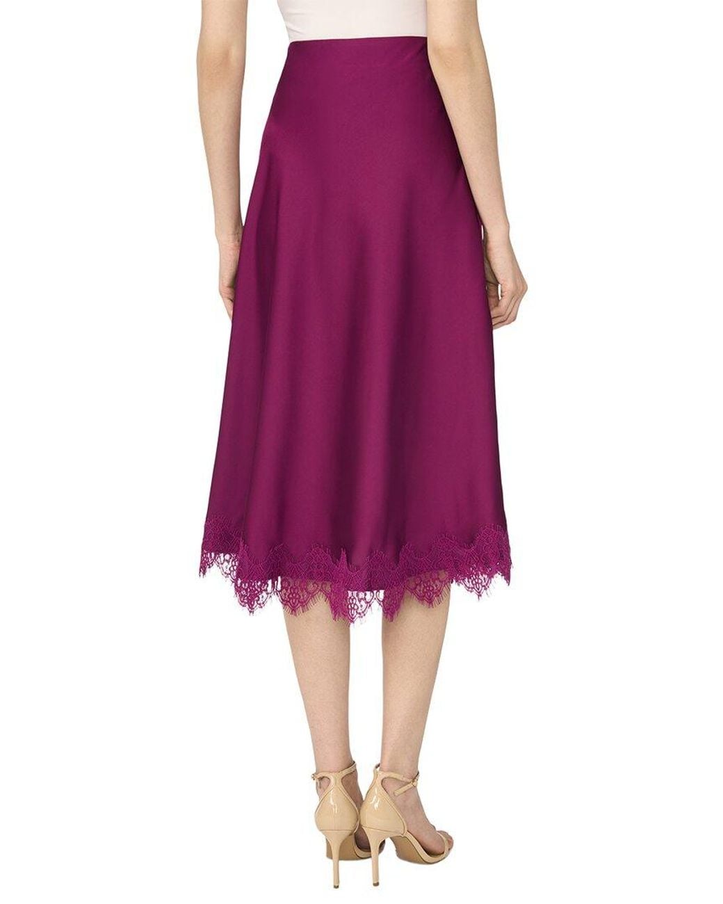 Cece Purple Satin Bias Midi Skirt