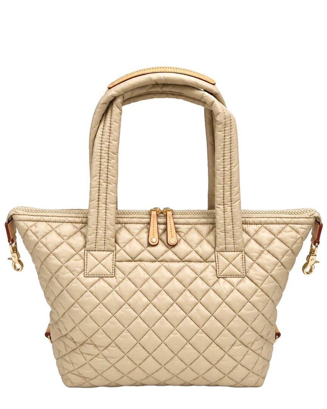 MZ Wallace Natural Medium Sutton Deluxe Nylon & Leather Shoulder Bag