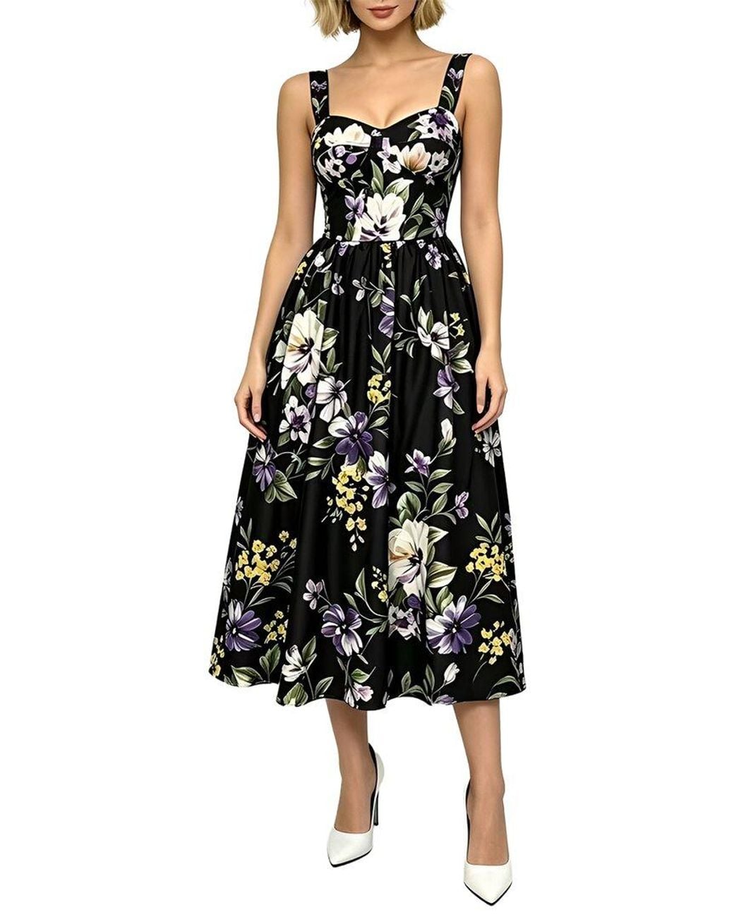 Linda Charm Black Midi Dress