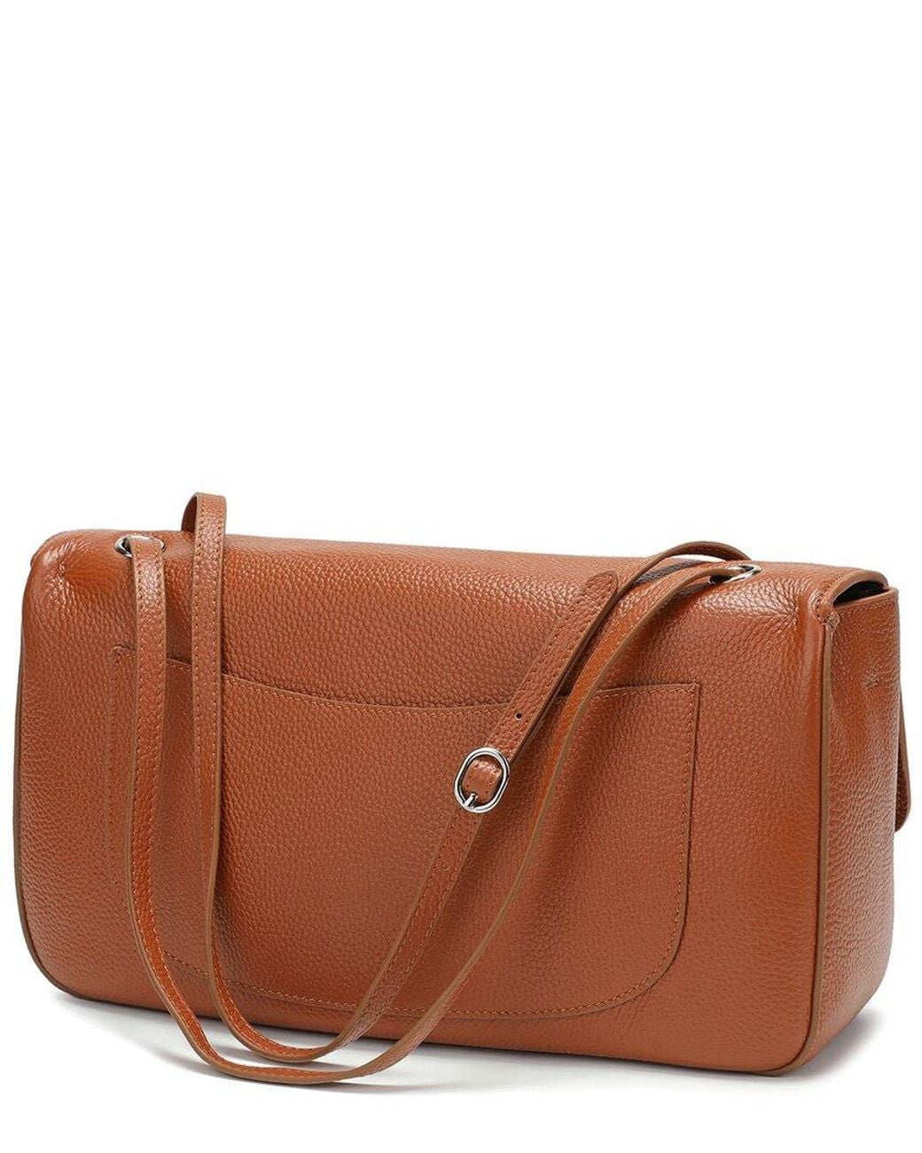 Tiffany & Fred Paris Brown Premium Pebbled Leather Turnlock Shoulder Bag
