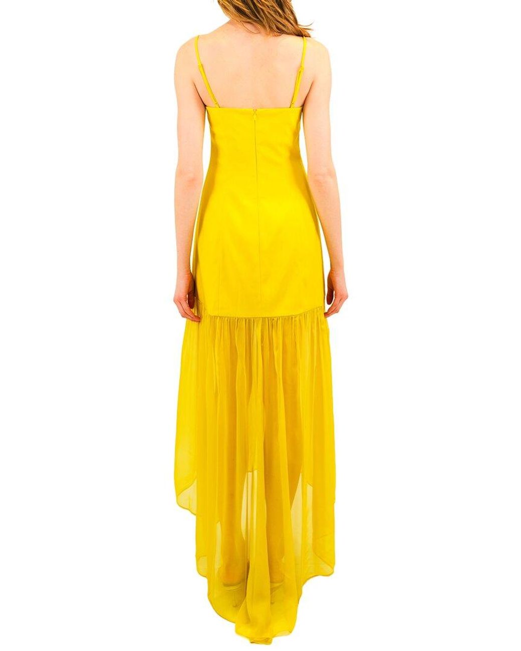 Azeeza Yellow Paloma Silk-Trim Gown
