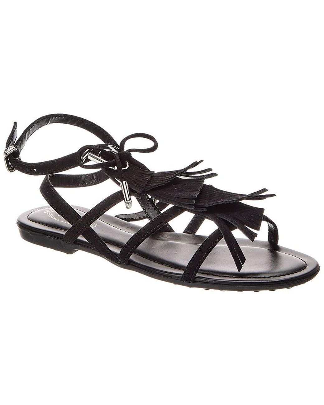 Tod's Black Gomma Suede Sandal