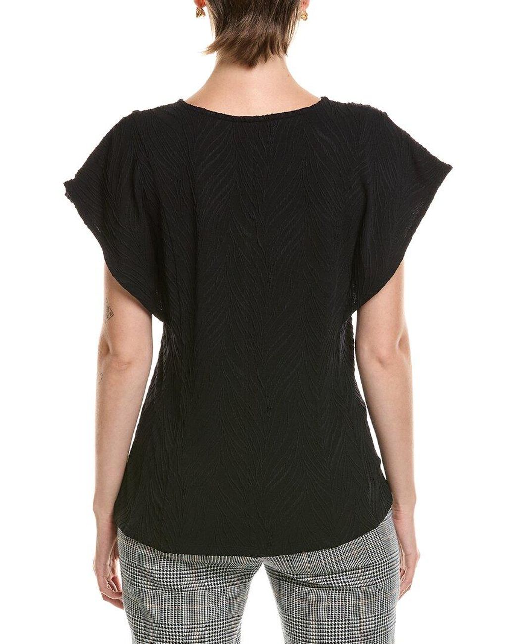 Anne Klein Black Flutter Sleeve Princess Seam Top