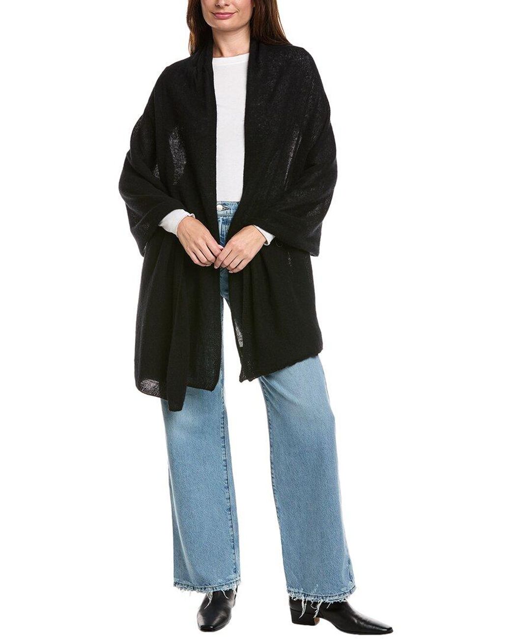 Amicale Cashmere Black Feather Weight Cashmere Travel Wrap