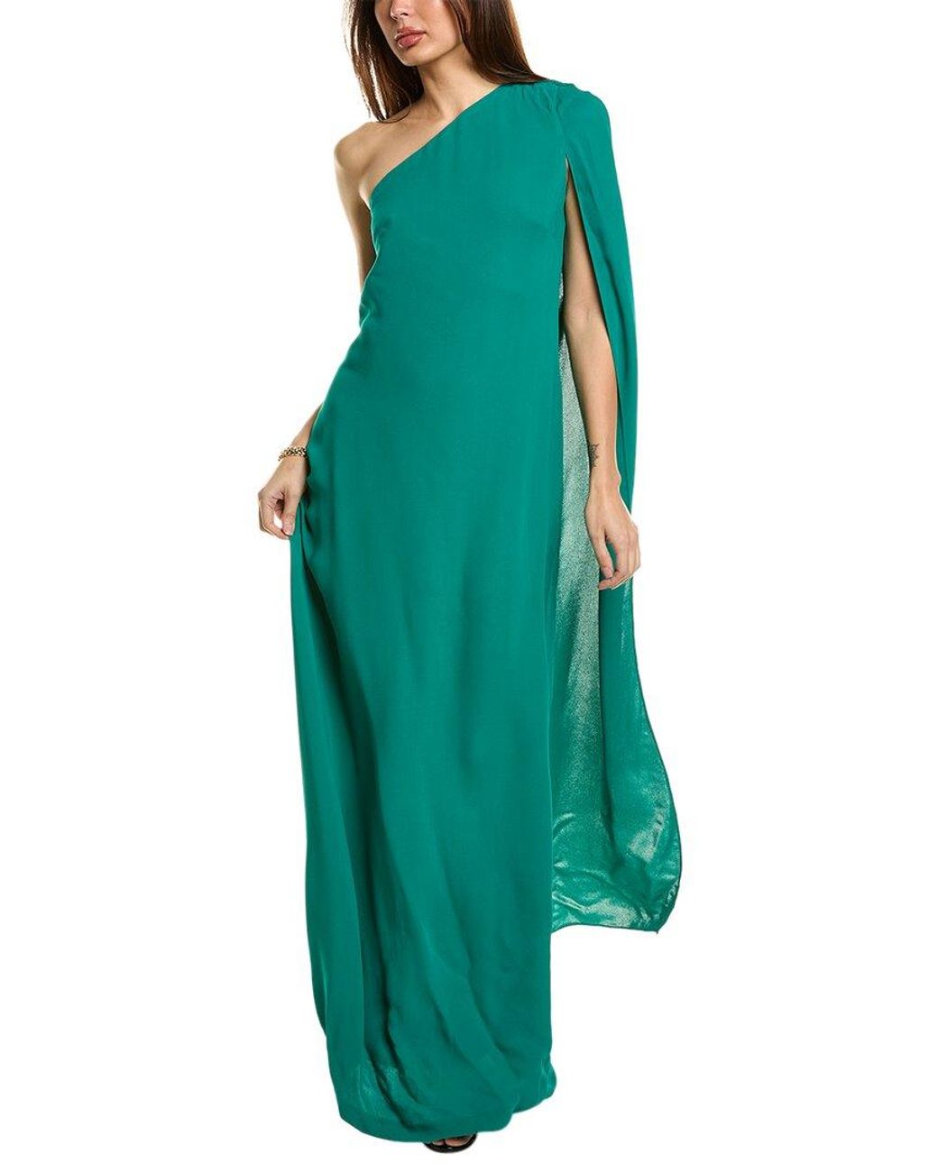 reiss green cape dress Nina One Shoulder Maxi in fancy cape dress