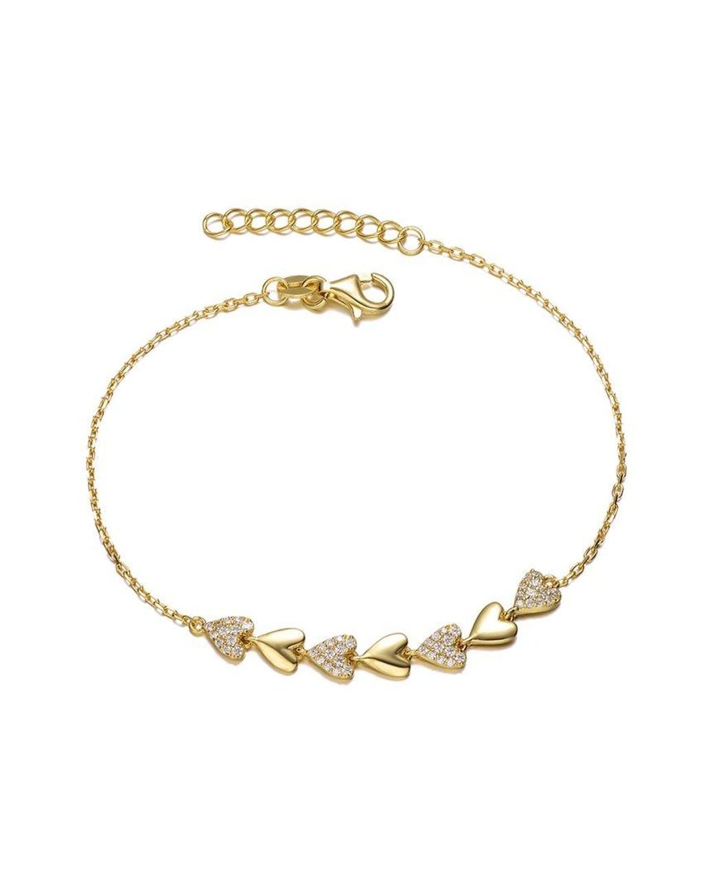 Genevive Jewelry Metallic 14k Over Silver Heart Bracelet
