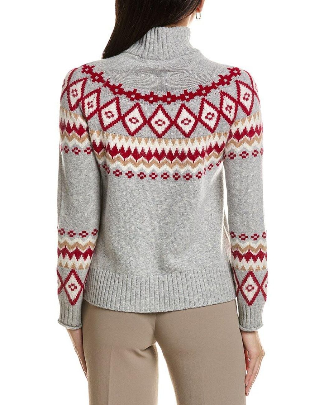 Hannah Rose Merino Fair Isle Wool & Angora-Blend Sweater in Gray | Lyst