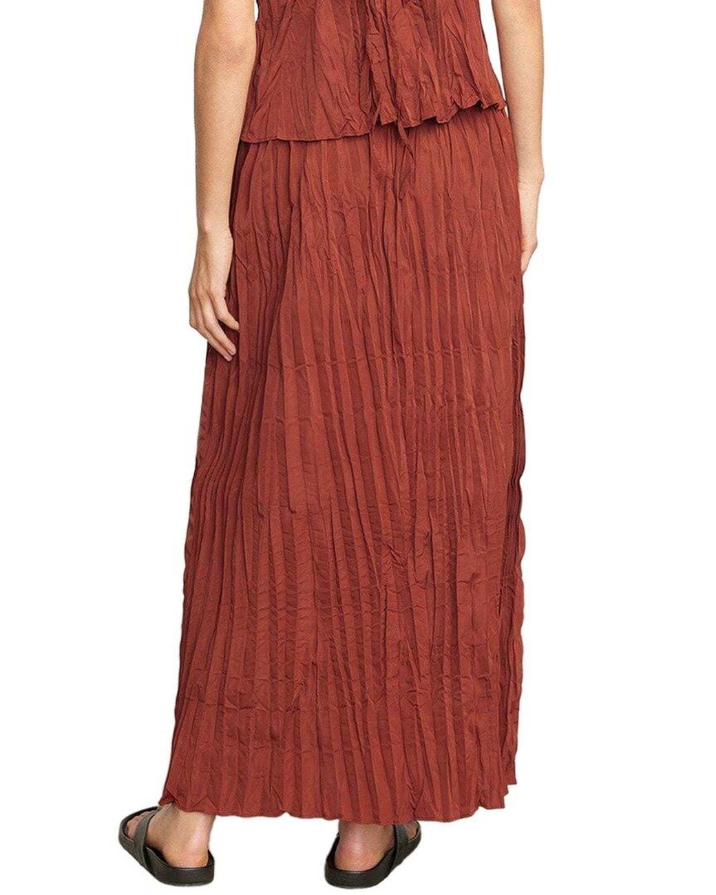 MODERN CITIZEN Red Ariel Tie-Front Crinkled Skirt
