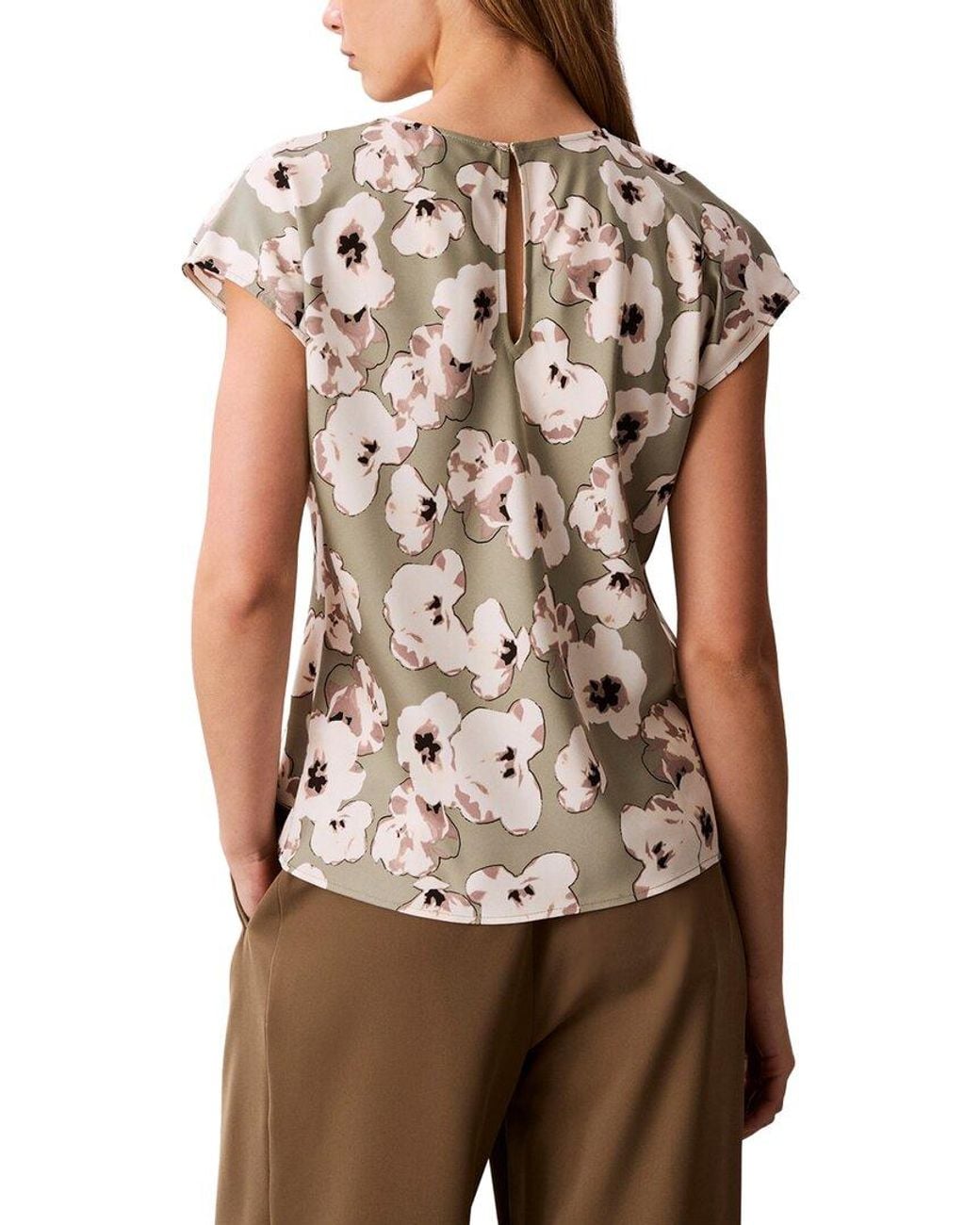 Calvin Klein Brown Printed Matte Satin Sheath Top