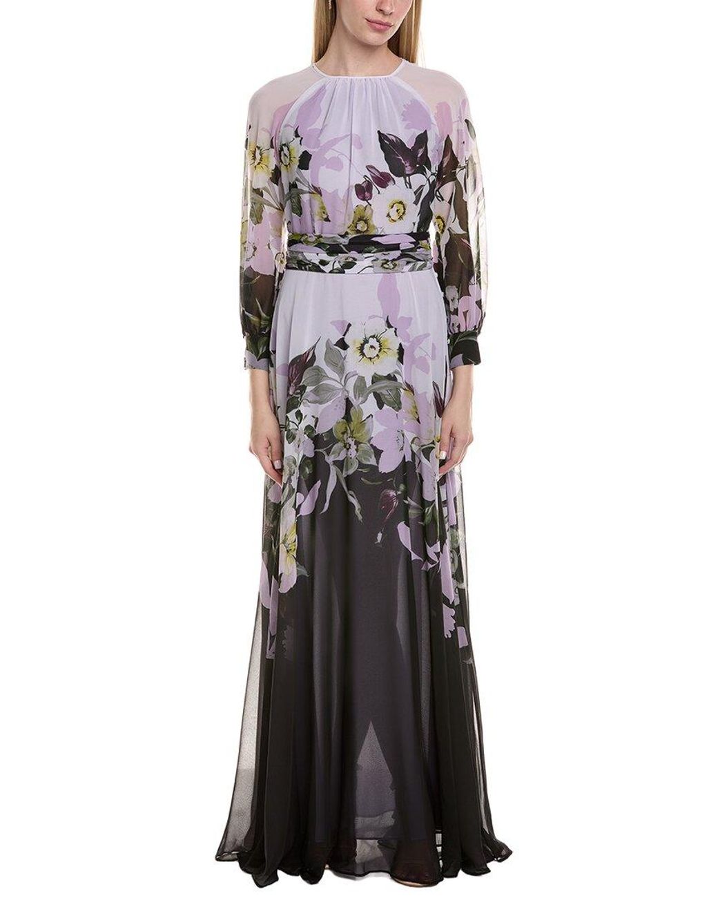 Teri Jon Multicolor Printed Maxi Dress