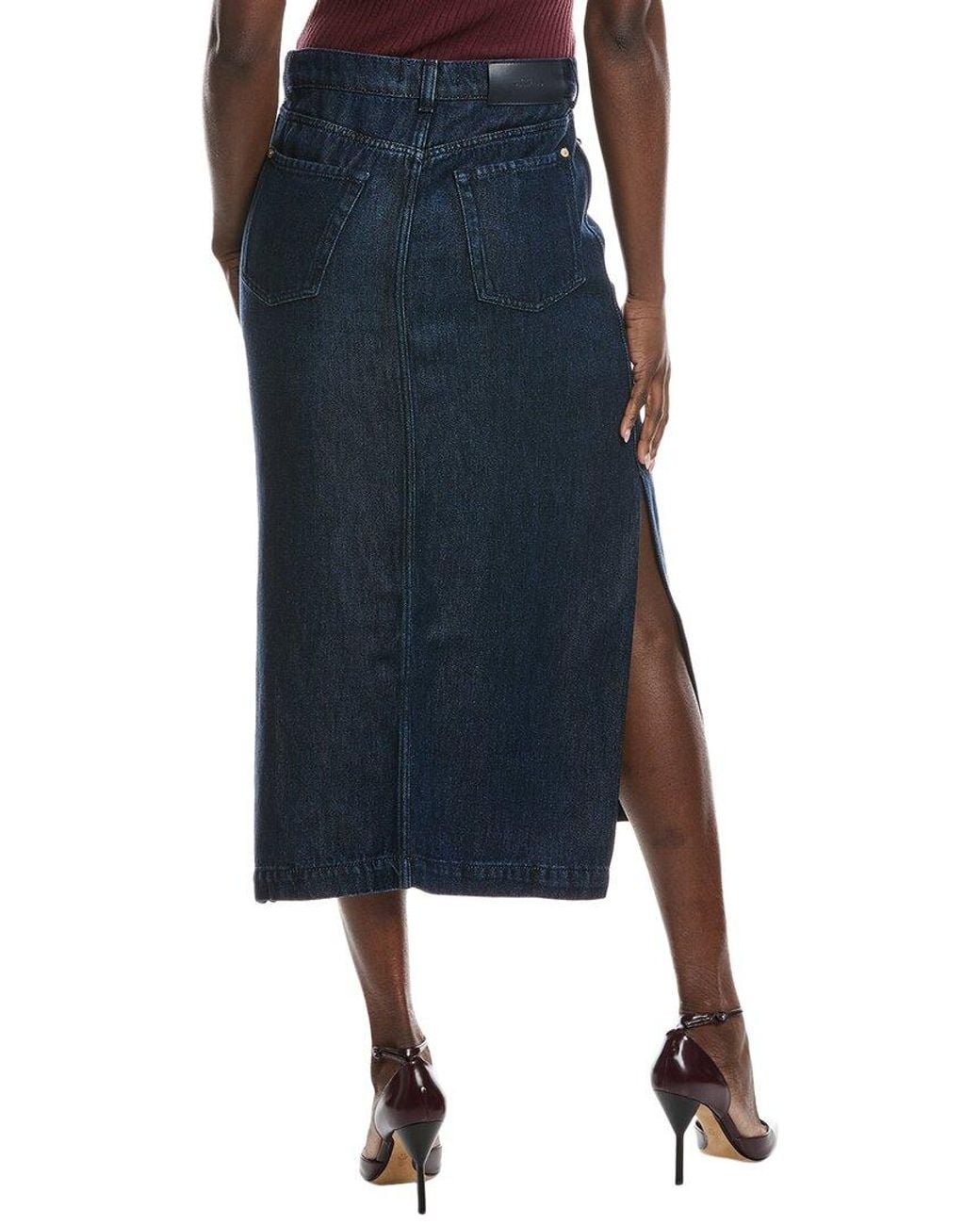7 For All Mankind Blue Midi Skirt