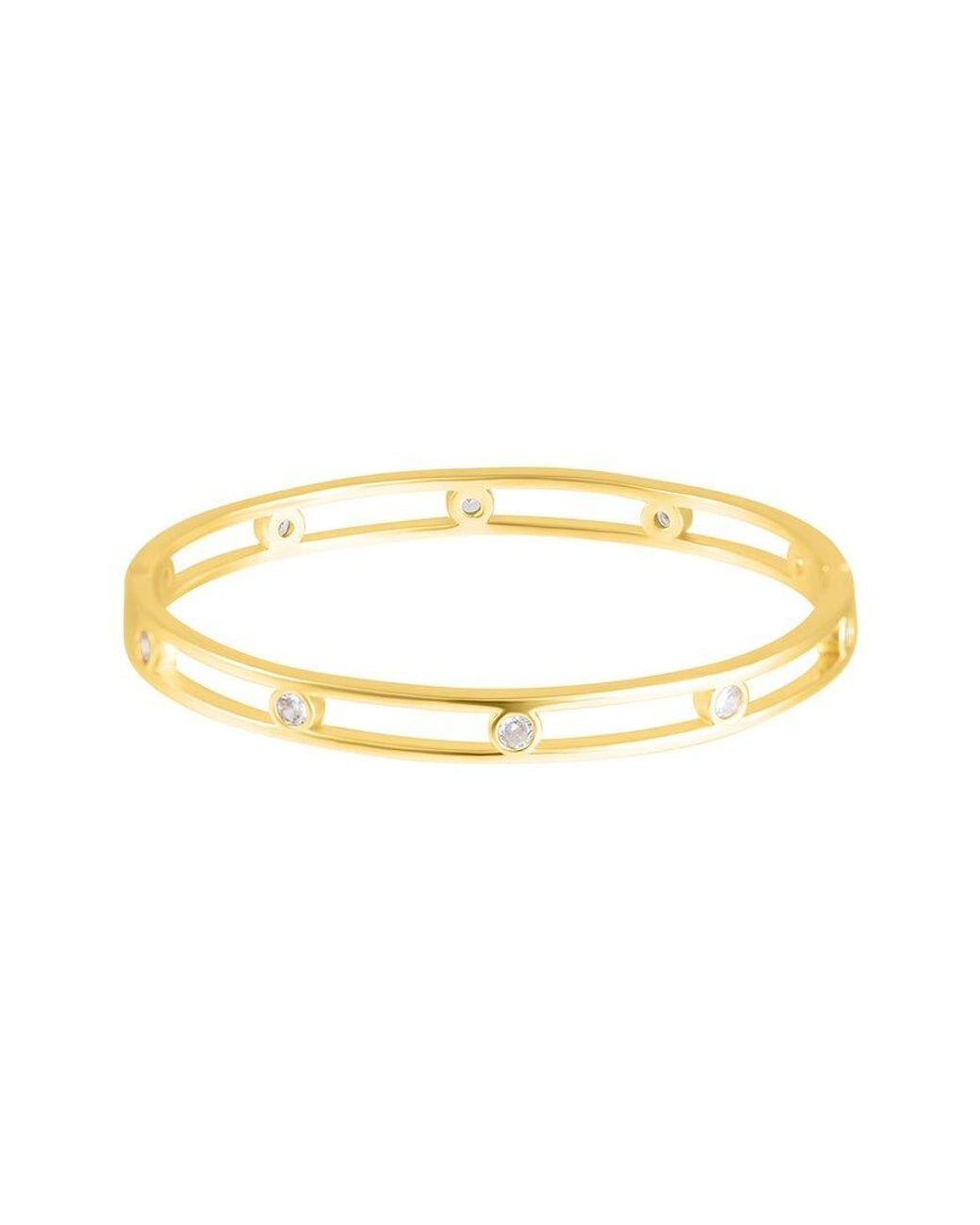 Adornia Metallic 14k Plated Cz Studded Bangle Bracelet
