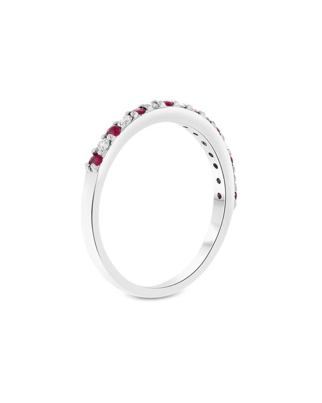 LEVARON White 14K 0.35 Ct. Tw. Diamond & Ruby Stackable Ring