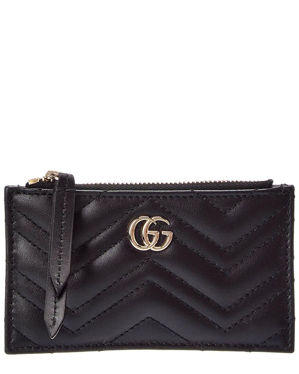 Gucci Black Gg Marmont Leather Card Case