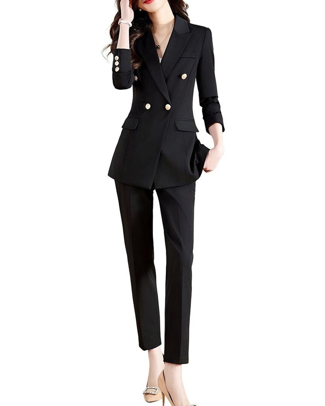 Adelin May Black 2Pc Jacket & Pant Set