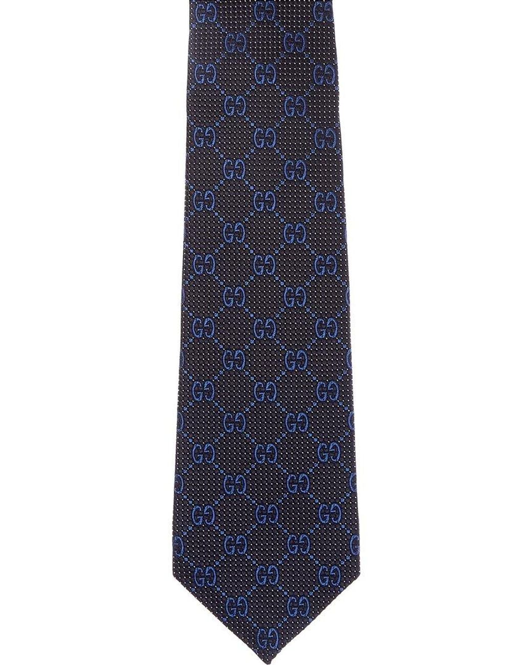 Gucci Blue Interlocking G Silk Tie for men