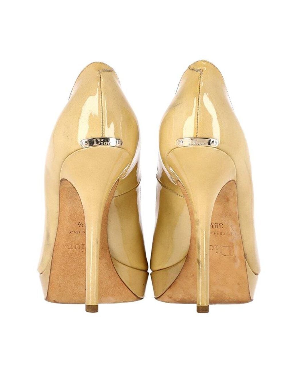 Dior Natural Patent Leather Miss Peep-toe Pump (authentic Pre-loved)