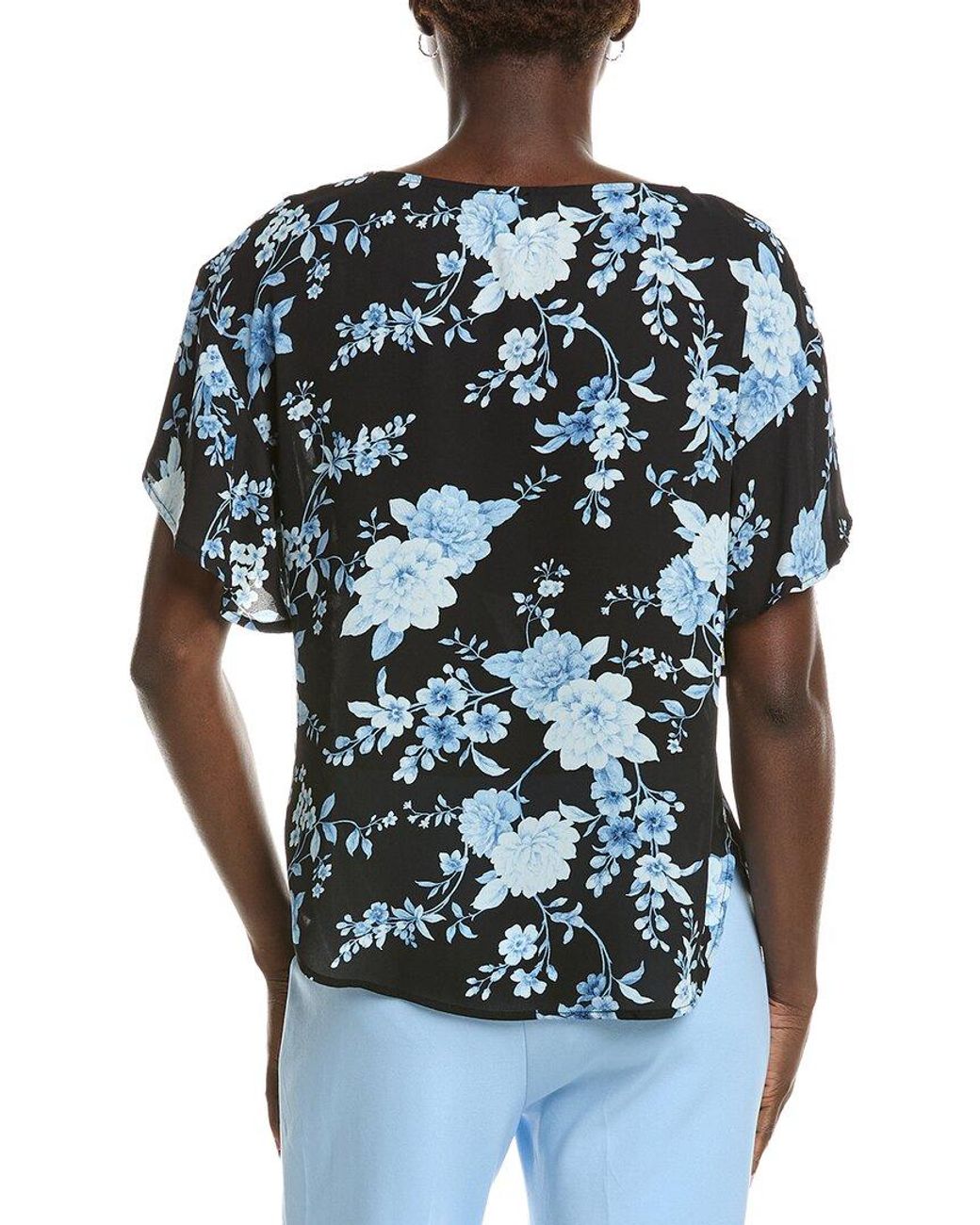 Anne Klein Blue Batteau Neck Blouse