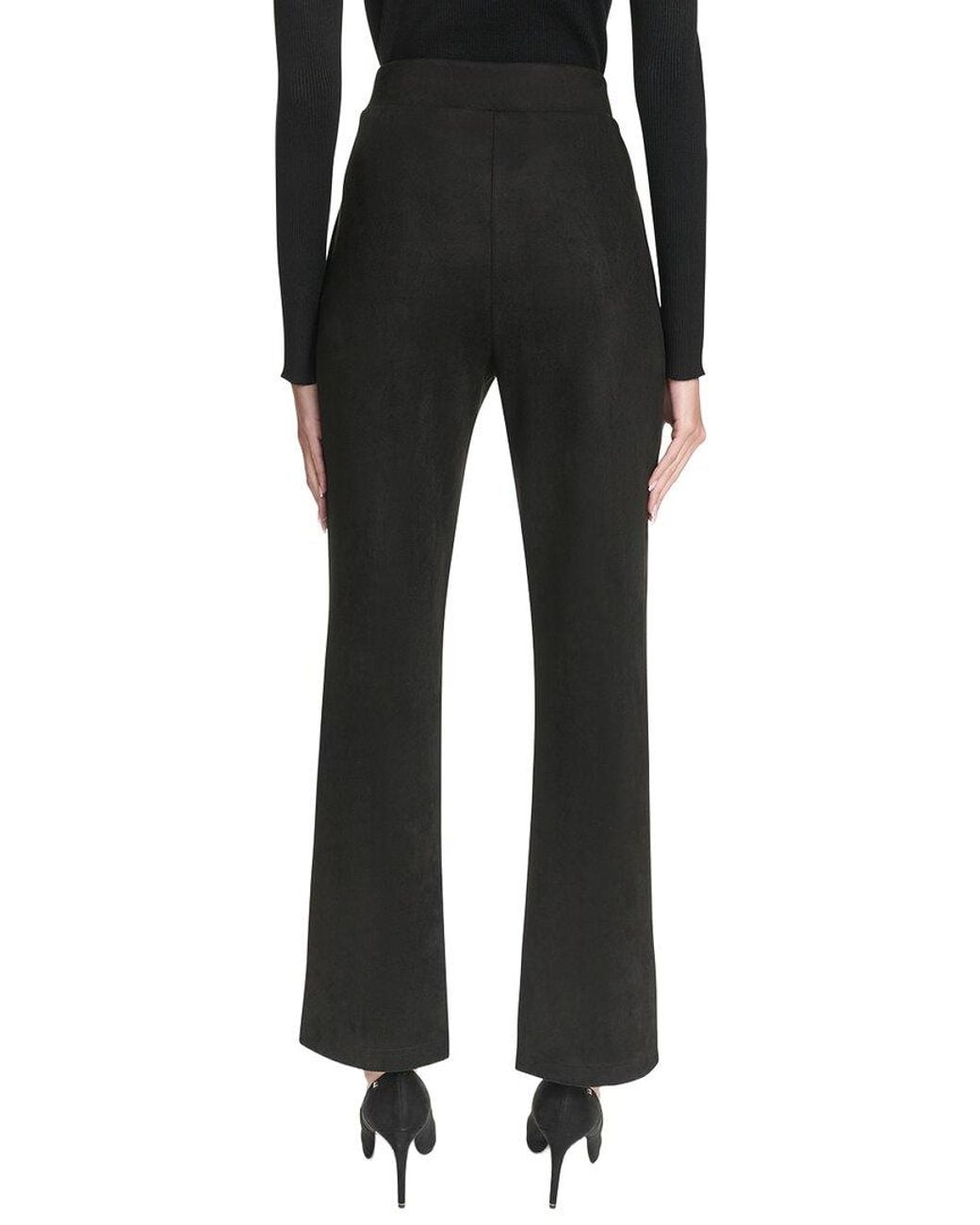 Halston Heritage Black Suede Split Front Pull On Pant