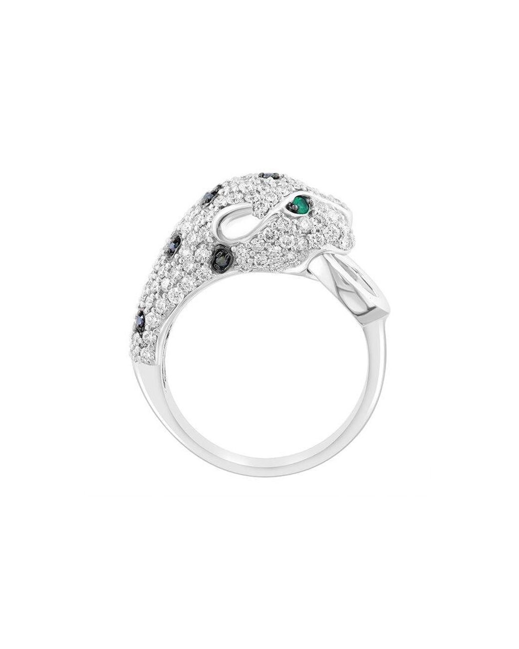 Effy Fine Jewelry White 14K 1.40 Ct. Tw. Diamond & Emerald Ring
