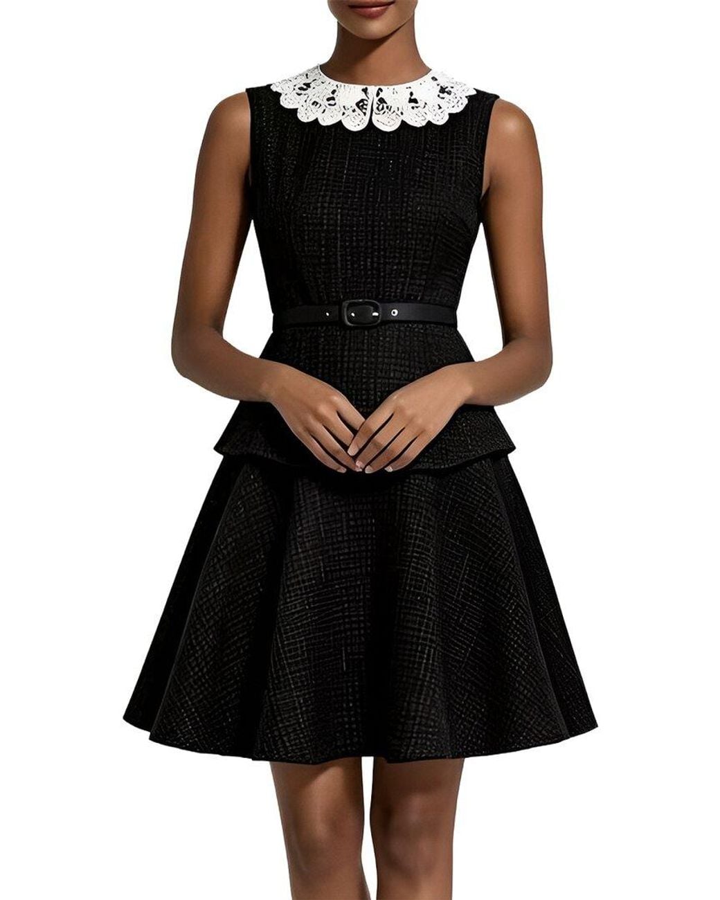 Linda Charm Black Sleeveless Mini Dress