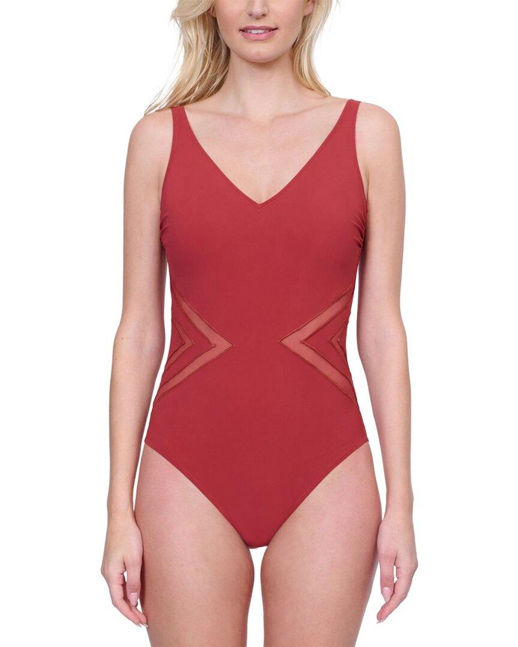 Gottex Red V Neck One-Piece
