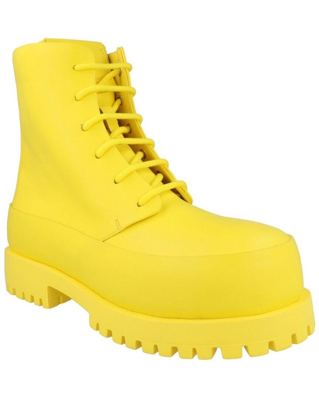 Ferragamo Yellow Fede Leather Combat Boot for men