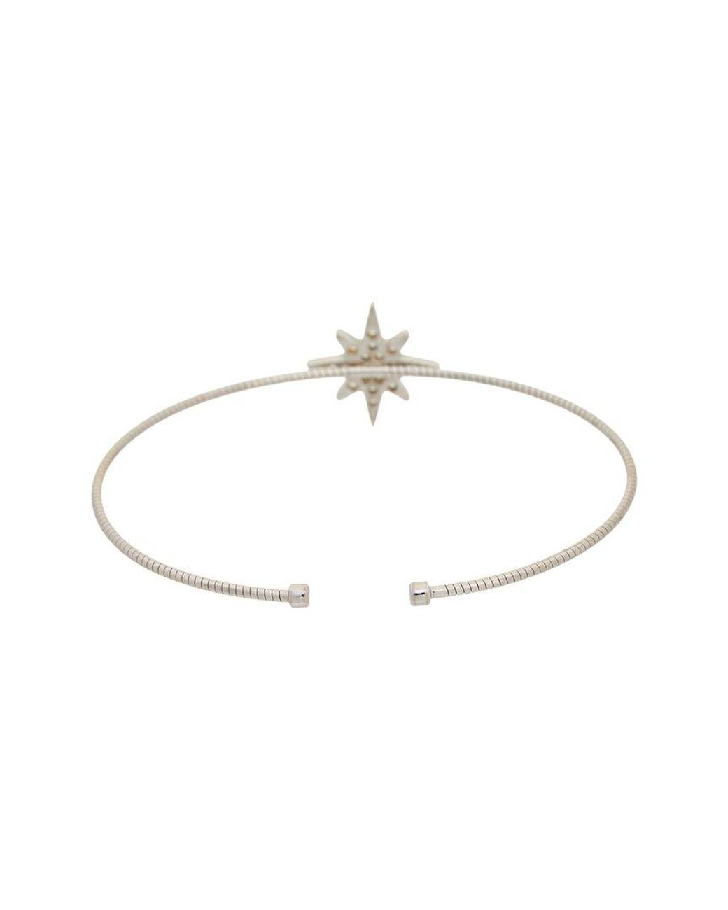 Meshmerise White 18K Plated 0.15 Ct. Tw. Diamond Bangle Bracelet