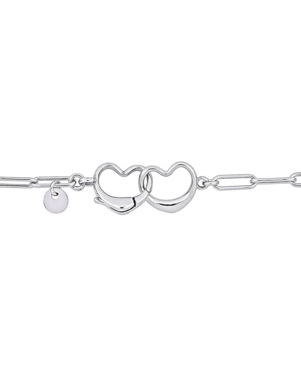 Italian Silver White Chain Link Paperclip Bracelet