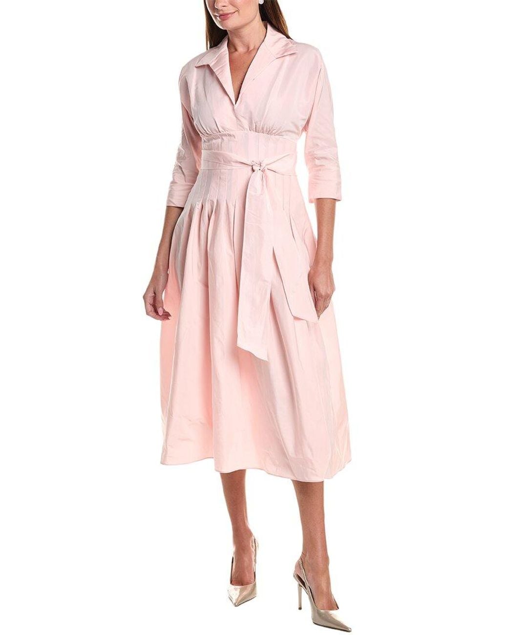 Teri Jon Pink Taffeta Tea Shirt Gown