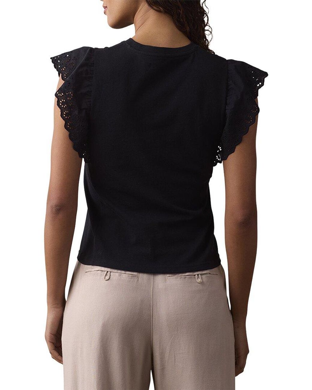 The Normal Brand Black Marnie Eyelet Top